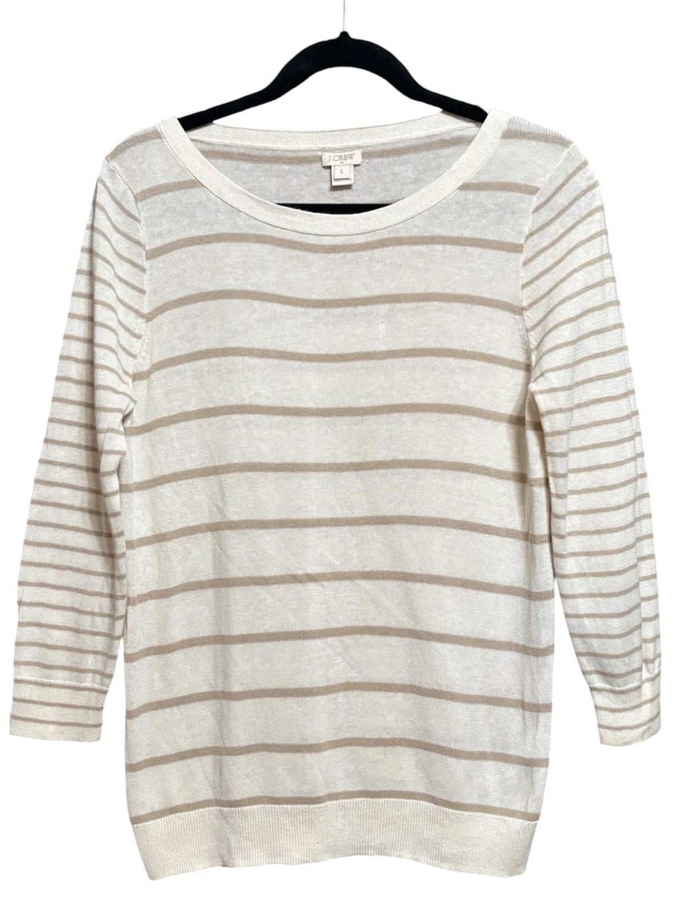 J. Crew Ivory Knit Cotton Linen Long Sleeved Top.  L would fit best M